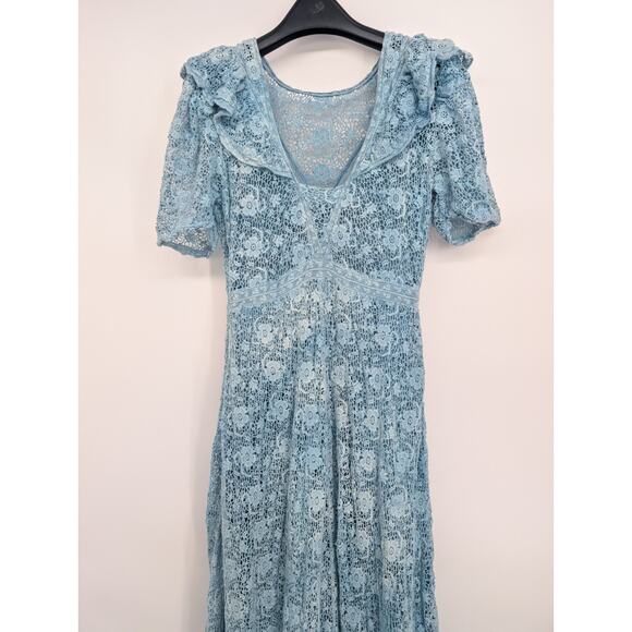 LoveShackFancy Kalani Lace Ruffle Maxi Dress Size 4 Deep Sea #1F512 - Picture 6 of 13